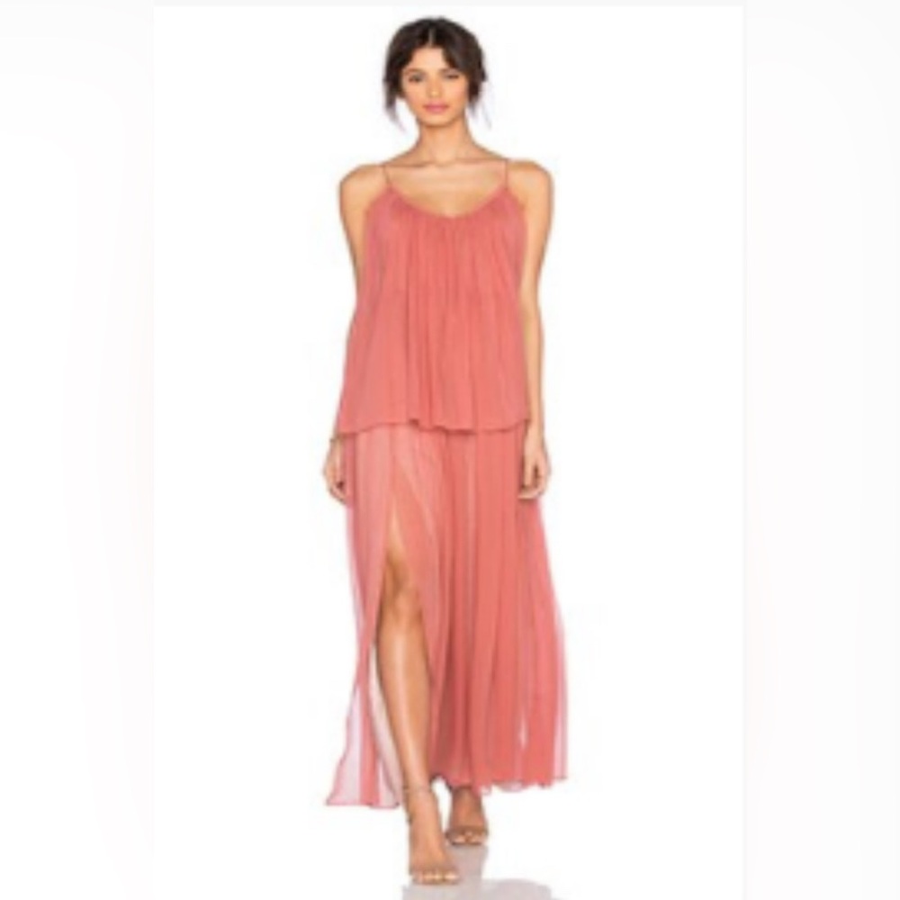 Elizabeth and James Mael Silk Dress in Peach Nougat